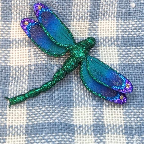 Jewelry - Dragonfly fabric winged  brooch (2½" x 3")